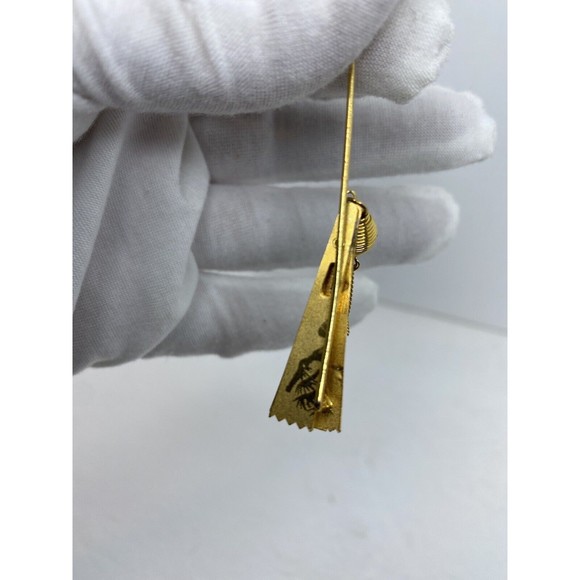 Vintage Adjustable Asian Theme Gold Tone Fan Stick Pin - Picture 12 of 13